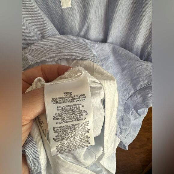 BCBGMaxAzria Blue and White Casual Button Down Shirt - Picture 10 of 11